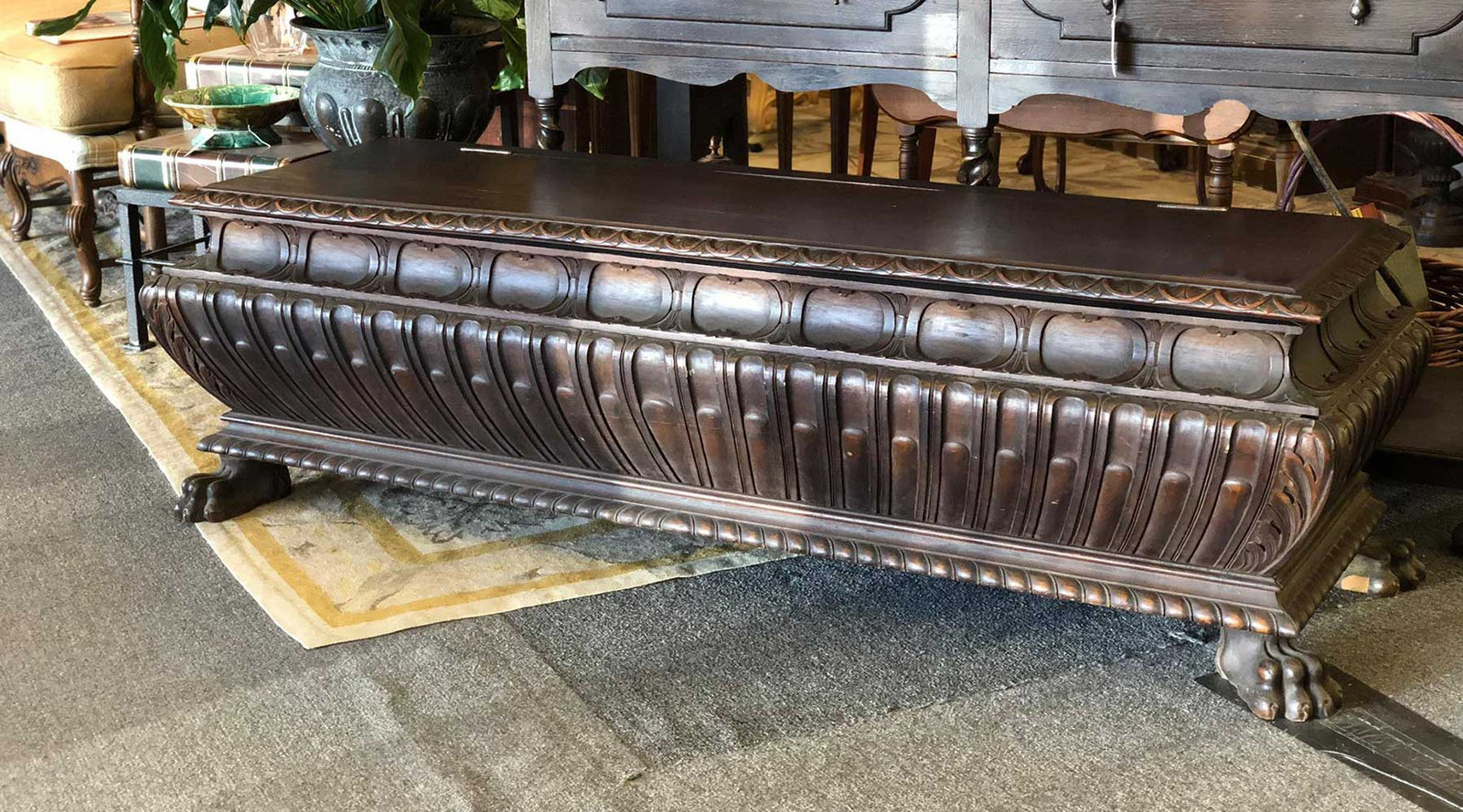 Antique coffee table representative of the quality of antiques to be found at Forestwood Antique Mall